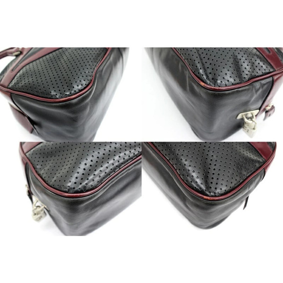 Prada Bowling Bag Handbag Shoulder Black Red